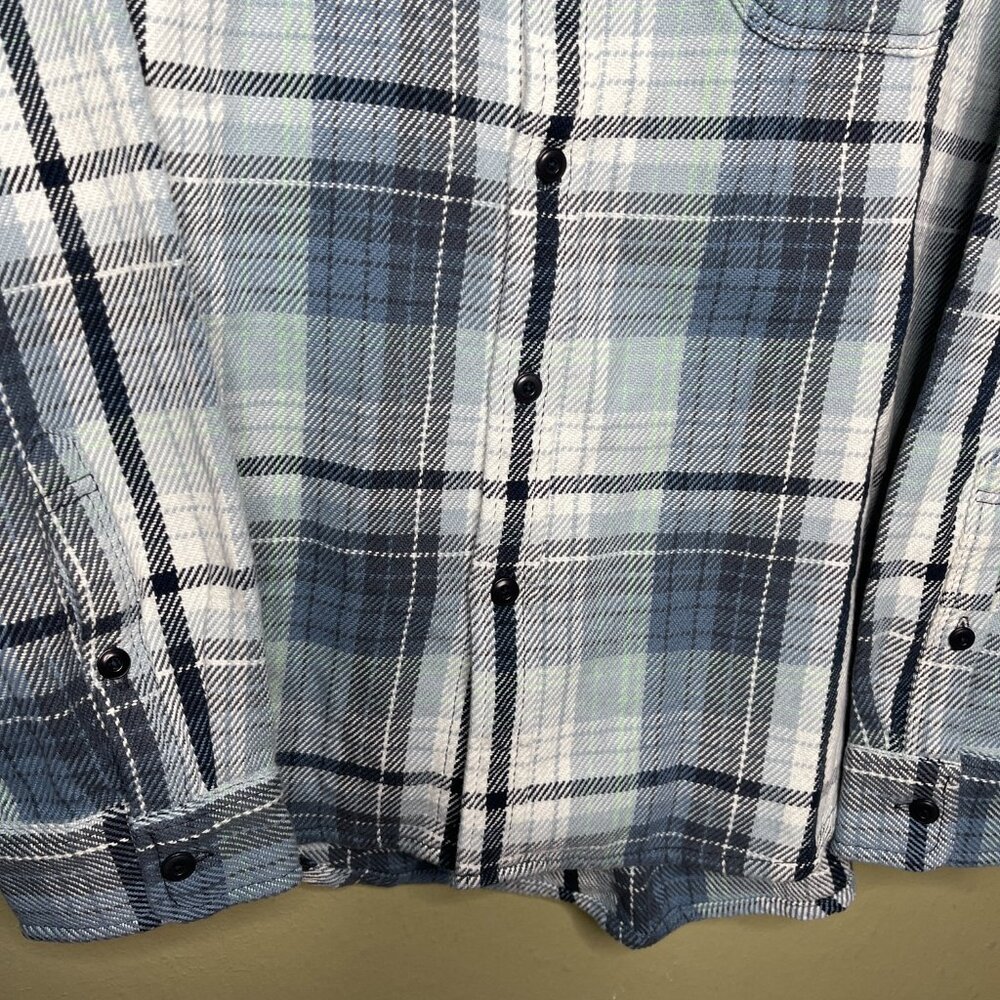 New Outerknown Blanket Shirt Blue White Heavy Organic Cotton Flannel Multi Sizes - Picture 4 of 16
